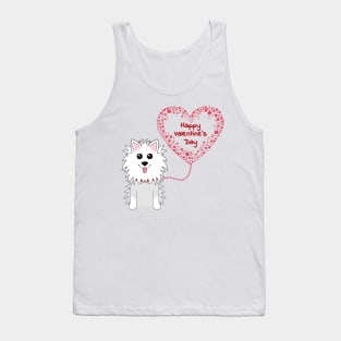 Valentines Day Dog with Paw-Print Heart Balloon Tank Top